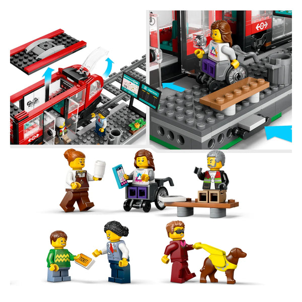 LEGO® City 60423 Straßenbahn mit Haltestelle Minifiguren und Funktionen