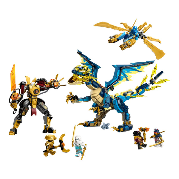 LEGO® NINJAGO® 71796 Kaiserliches Mech-Duell gegen den Elementardrachen aufgebaut